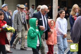 Terang Returned and Service League sub-branch member Terry Fidge marched with his grandchildren.