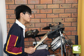 Xyndryx Julian gave it his all on the galang drums.