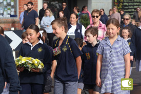 Students from St Colman’s Primary School joined the march in Mortlake.