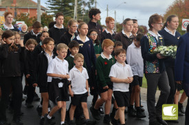 Students from Mortlake College laid a wreath at the Anzac Day service.