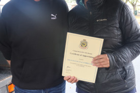 Tim O’Sullivan and Andrea Bell were presented with a certificate of appreciation for their work behind the scenes, providing microphones and speakers to enable all to hear proceedings.