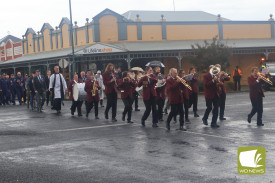 The march, led by the Camperdown Lakes and Craters Band, saw members of various community groups and residents head down Little Manifold Street towards the Soldier’s Memorial.