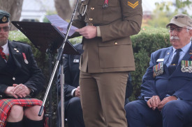 Corporal Liam Mac spoke about the importance of continuing the Anzac legacy at last Friday’s Anzac Day service.