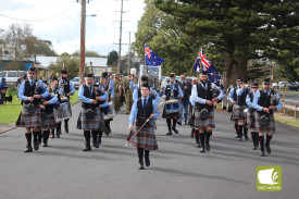 Warrnambool Pipe Band led the march through the streets of Panmure.