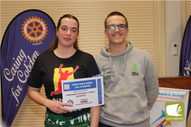 Tabitha Perriss and Brodie Hanks received a $3000 donation from Cobden Rotary on behalf of the Corangamite Students’ Kokoda Expedition.