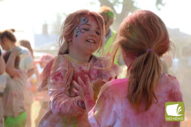 A splash of colour: The kids were not afraid to get covered in colourful Holi powder.