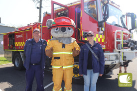 Lights and Sirens: Paul Blain and Meg Lenehan of the Terang Fire Brigade were happy to give the community an up-close look at equipment.