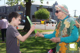 Giveaway: Anne Corbin handed out bubbles.