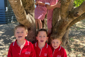 Noorat Primary School welcomed Scarlett Menz and Billea Sawyer (Top, left to right) and Liam Ross, Braxton Harris and Rex Plater to their little school community.