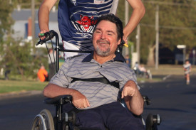 Noorat to Terang Fun Run 2025 ambassador Dean Saunders and Ollie Guthrie received applause as they crossed the finish line.