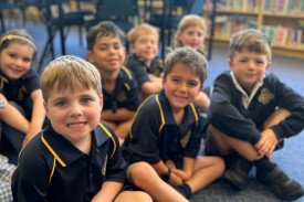 St Colman’s Primary School welcomed three new preps (front) who had “a great first week,” according to principal Janet Cain.