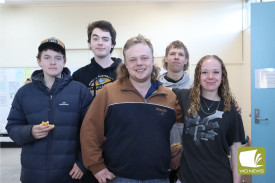 Jack Kennedy (from left), Jeziah Mason, Bryce Suter, Hayden Chamberlain and Steph Suter were keen to grab a bite to eat.