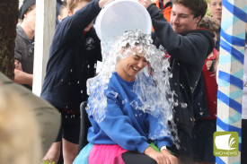 Staff were all smiles despite the chill of the challenge.