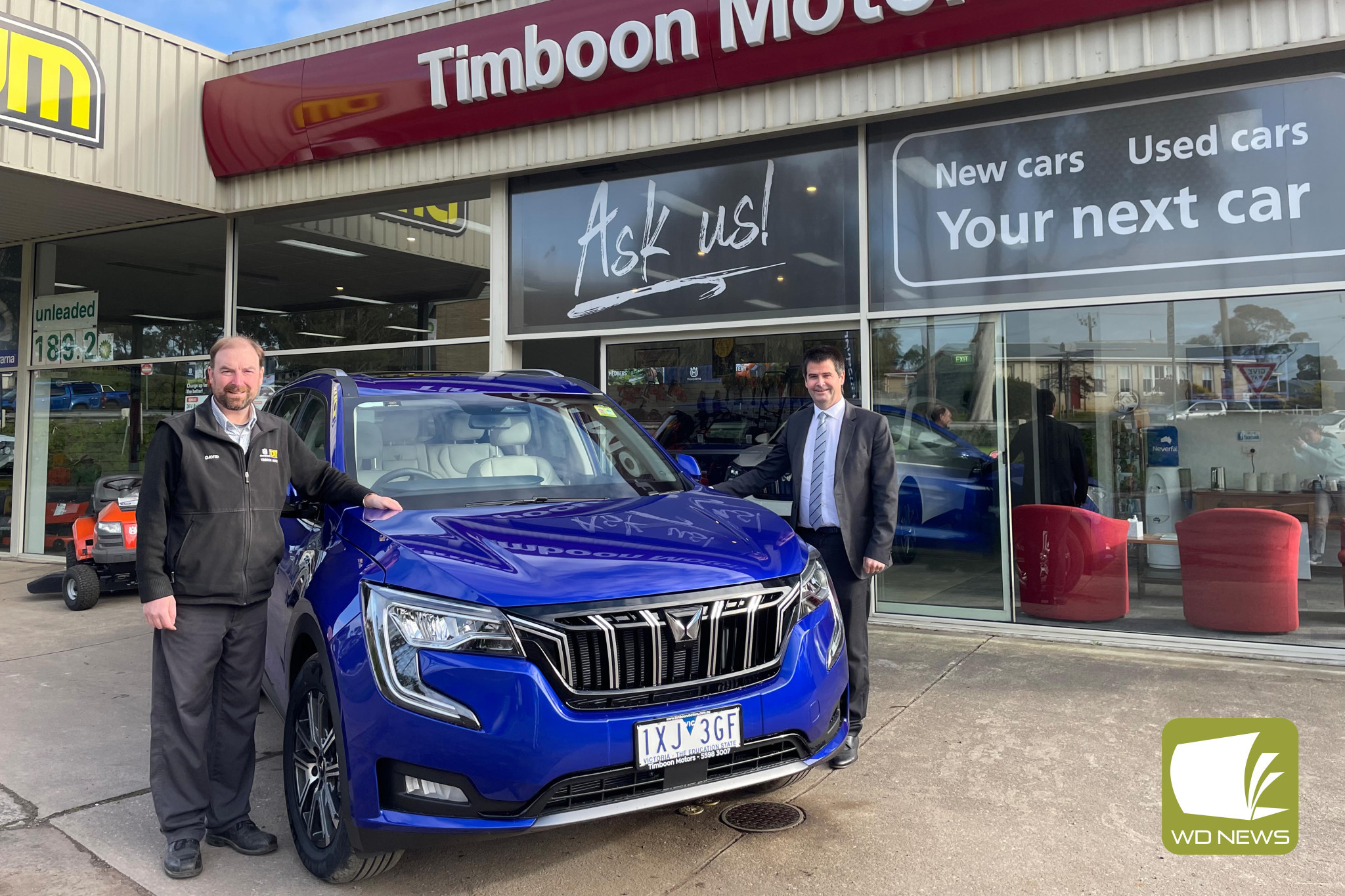 Beep! Beep!: Timboon Motors’ David Costin and Ashley Cook are excited to announce the business is now an official dealership for Mahindra.