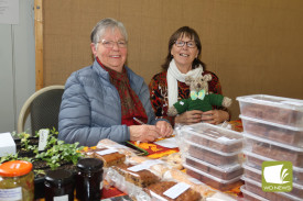 Creative: Geraldine Goldsworthy and Pam Walmsley of the Mortlake Country Women’s Association shifted their bake stall in to the Mortlake Art Show, after the King’s Birthday Mortlake Markets were cancelled due to poor weather.