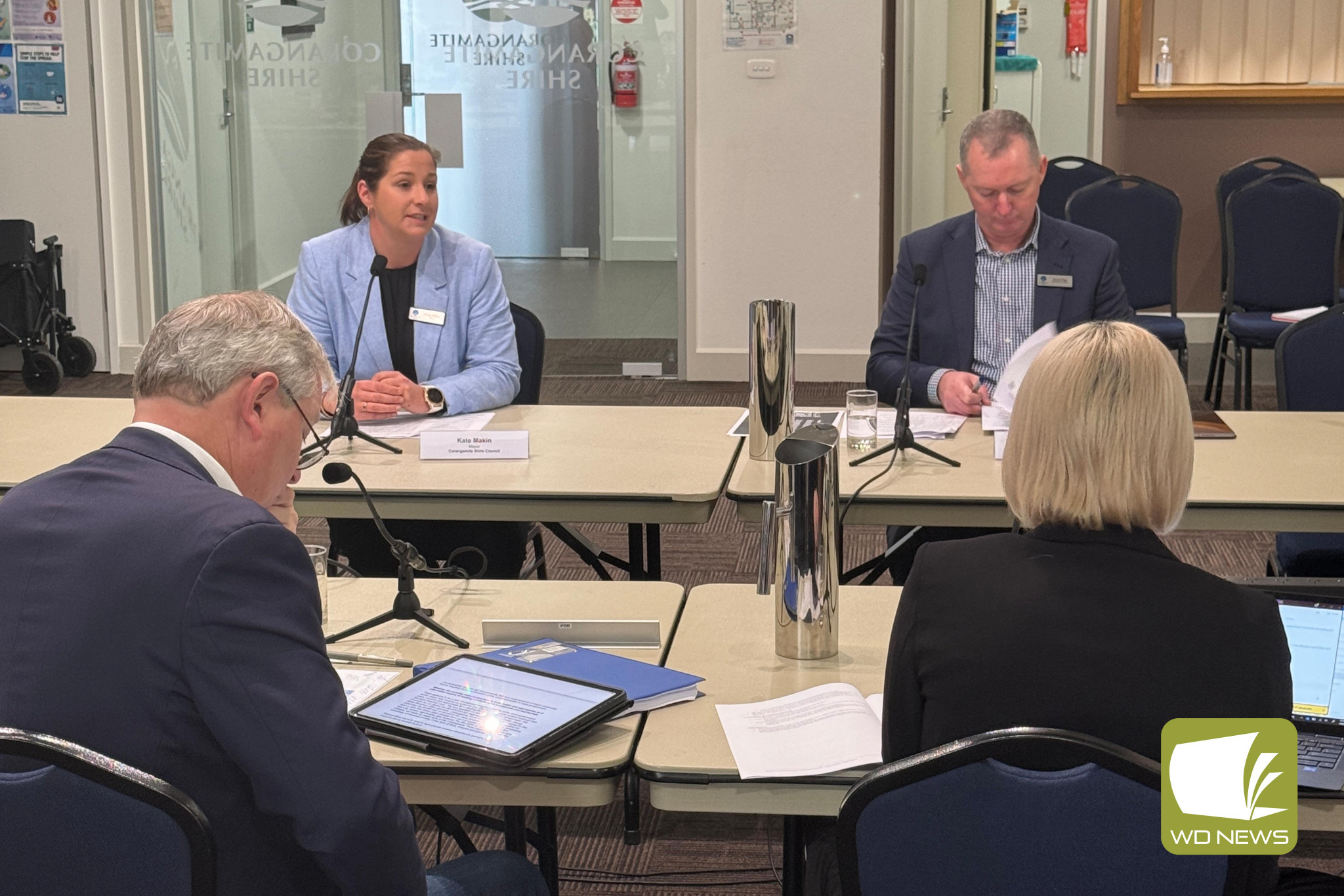 Mayor Kate Makin and CEO David Rae address the panel at a session in Camperdown last week.