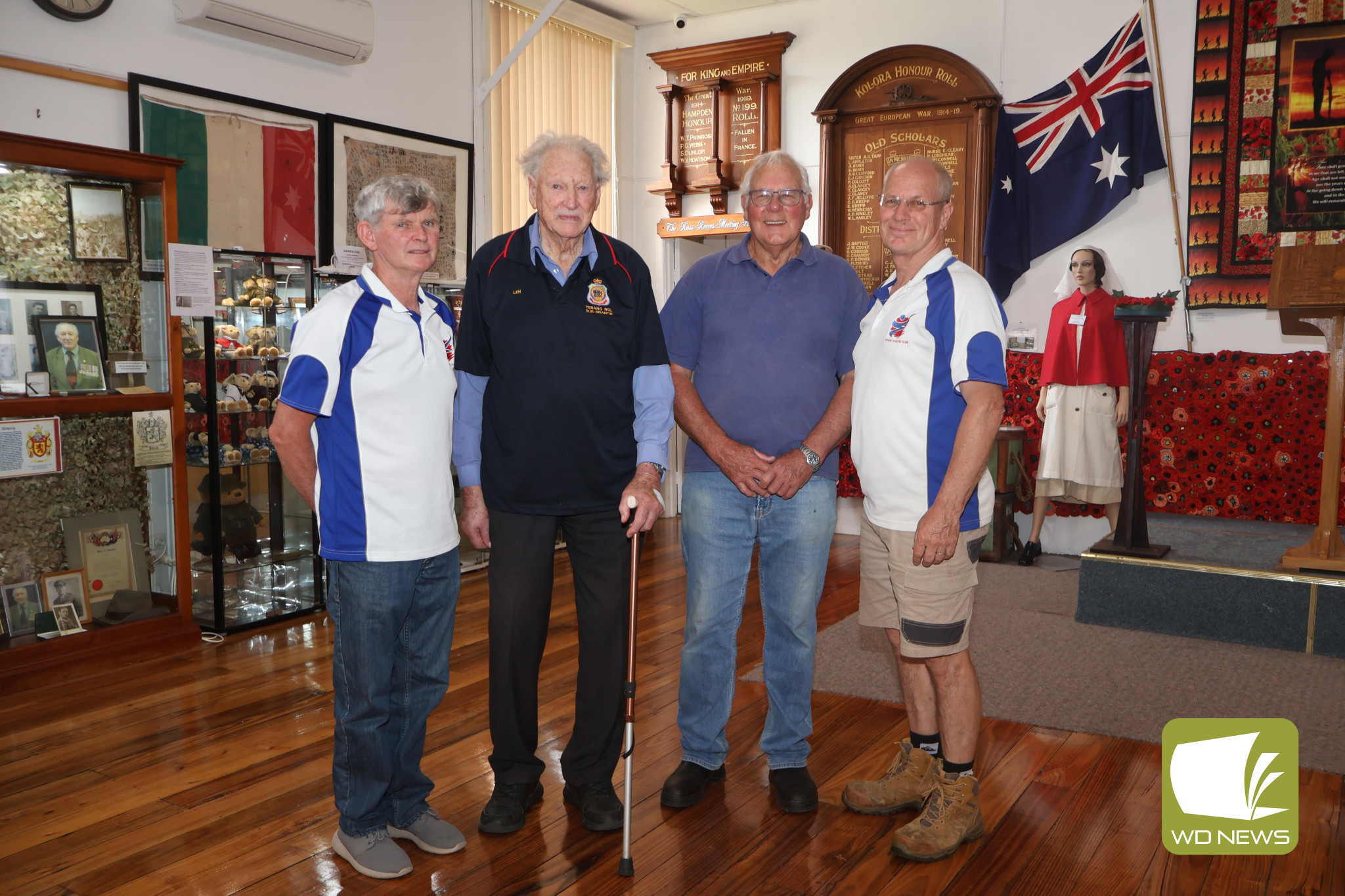 For those who served: Terang Athletic Club vice president Stephen O’Connor, Terang RSL members Len Pomeroy president Terry Fidge, and Terang Athletic Club president Ken Plummer are excited to use next month’s Terang Gift as an opportunity to recognise the great work the RSL does in the community.