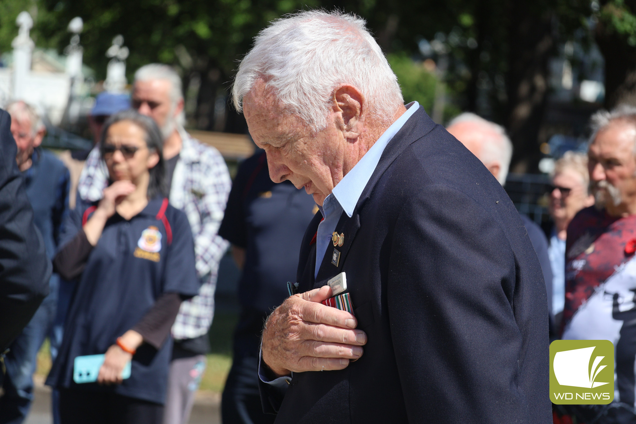 In memory: Terang RSL member Dave Jenkin paused in reflection after laying a wreath.