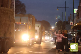 Residents gathered at the Camperdown Clocktower on Manifold Street to get a close look at the Need for Feed convoy arriving on Saturday evening.