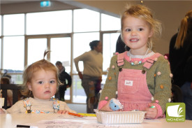 Bonnie and Olive Leishman had a go at the colouring table.