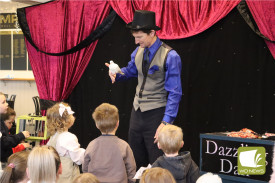 Dazzling Dan surprised the audience with a live dove appearing out of thin air.