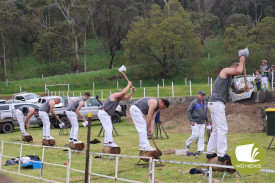 Wood chopping proved a popular event for attendees at the Camperdown Show, with a strong crowd gathering for the competition.