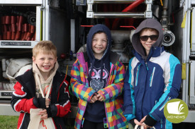 Llywelyn, Quinann and Landon Roberts enjoyed exploring a Country Fire Authority (CFA) tanker at the show.