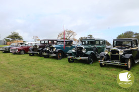 The show mixed the old and the new with a vintage car display.