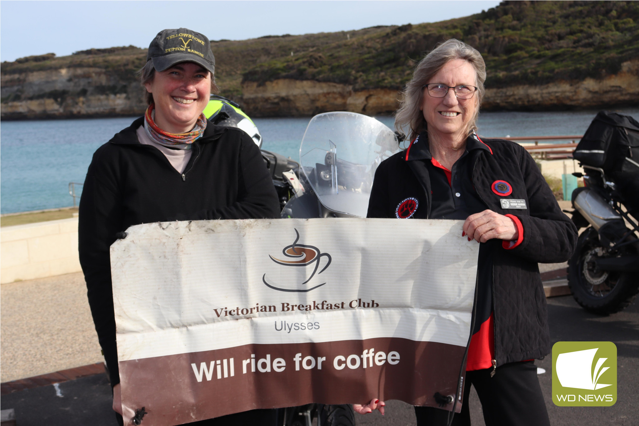Will ride for coffee: Ulysses Victorian Breakfast Club members Holly Fields and Debbie Harkin organised the meet up together for the first time.