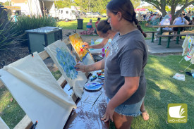 There was a Christmas painting activity for attendees as well as old fashioned lawn games.