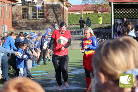 There were smiles all round as the staff members braved the cold.