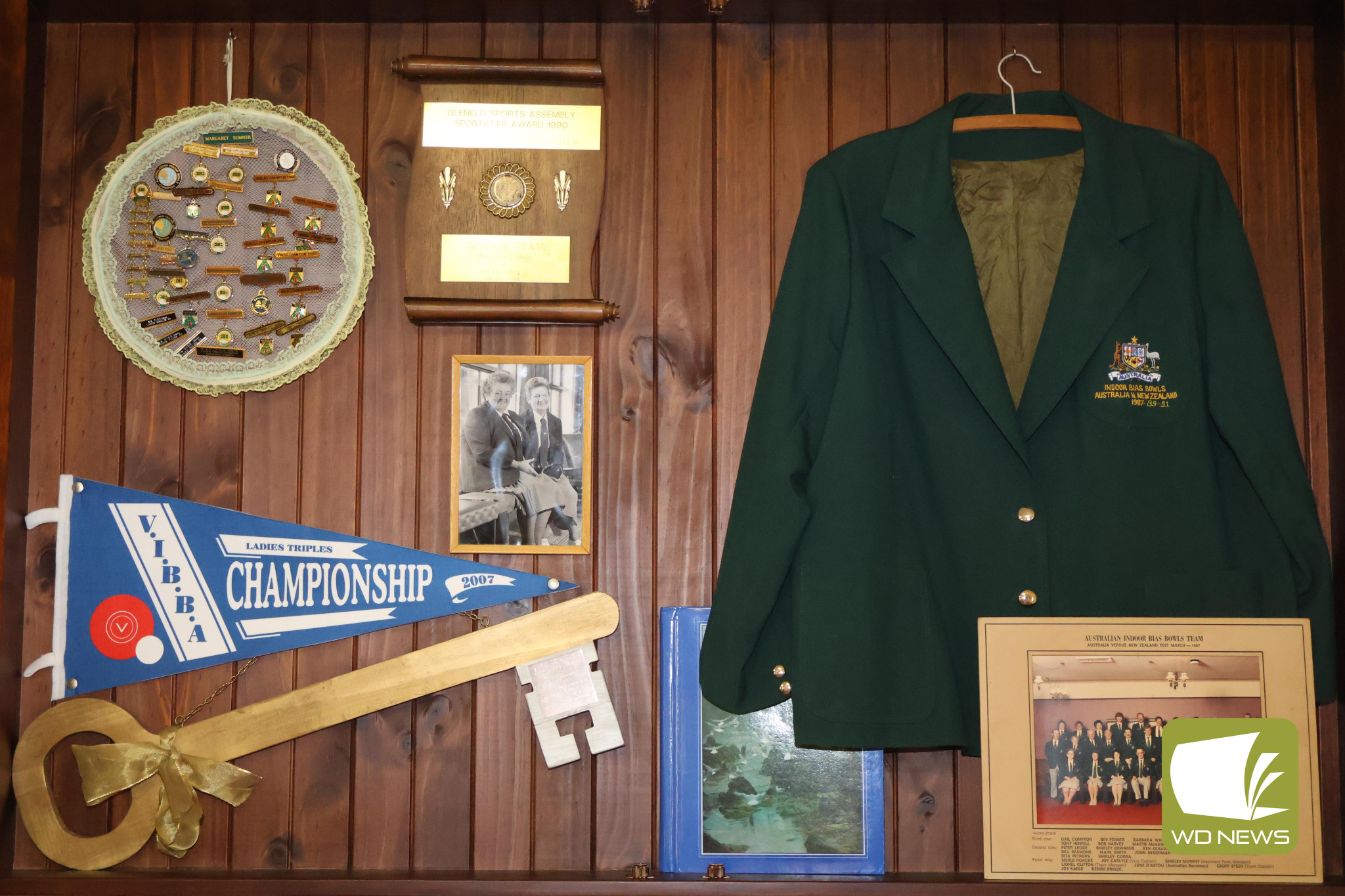 The display case features a range of memorabilia from throughout Mrs Sumners life.