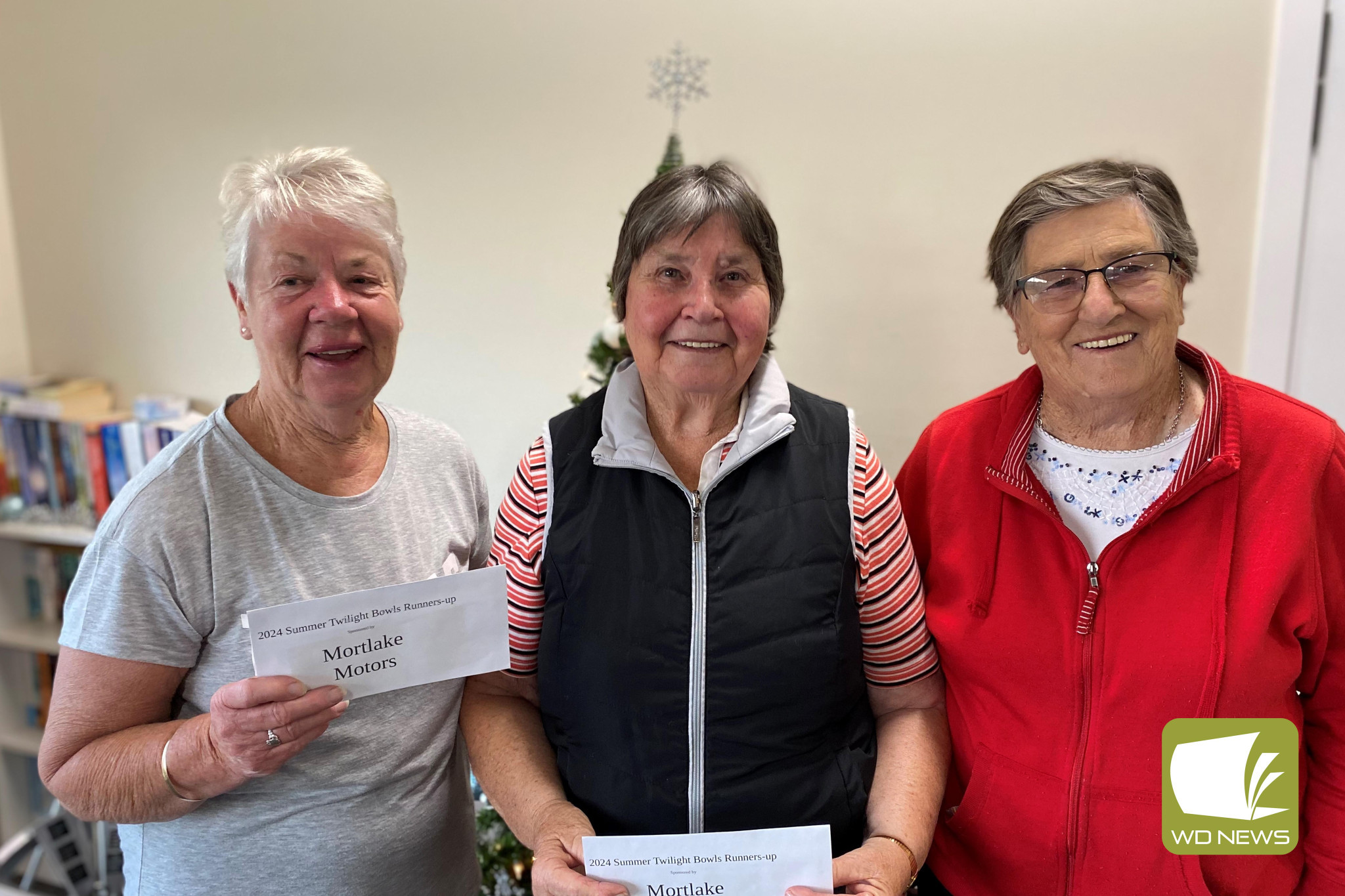 2024 Summer Twilight Bowls runners-up - the team of Coles Coaches (from left): Fay Murray, Dulcie Jervies, Wilma McDonald.