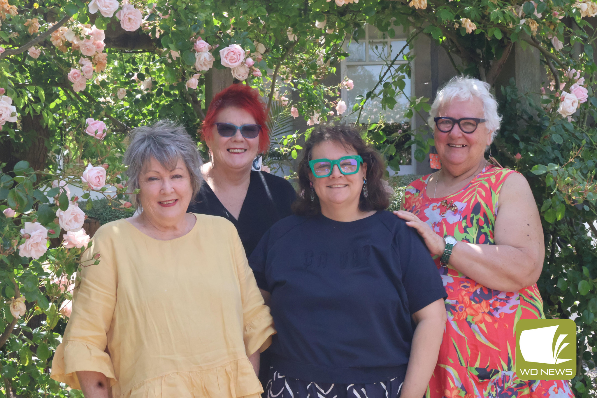 Lovely craft, lovely garden: Carol Eagle, Merrian Dennis, Dannie Dupleix and Monique Pope were thrilled with attendance, with visitors admiring both craft and natural beauty.