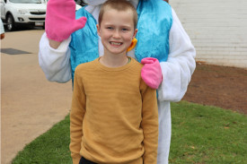 Liam Benson (7) was excited to meet the Easter bunny.