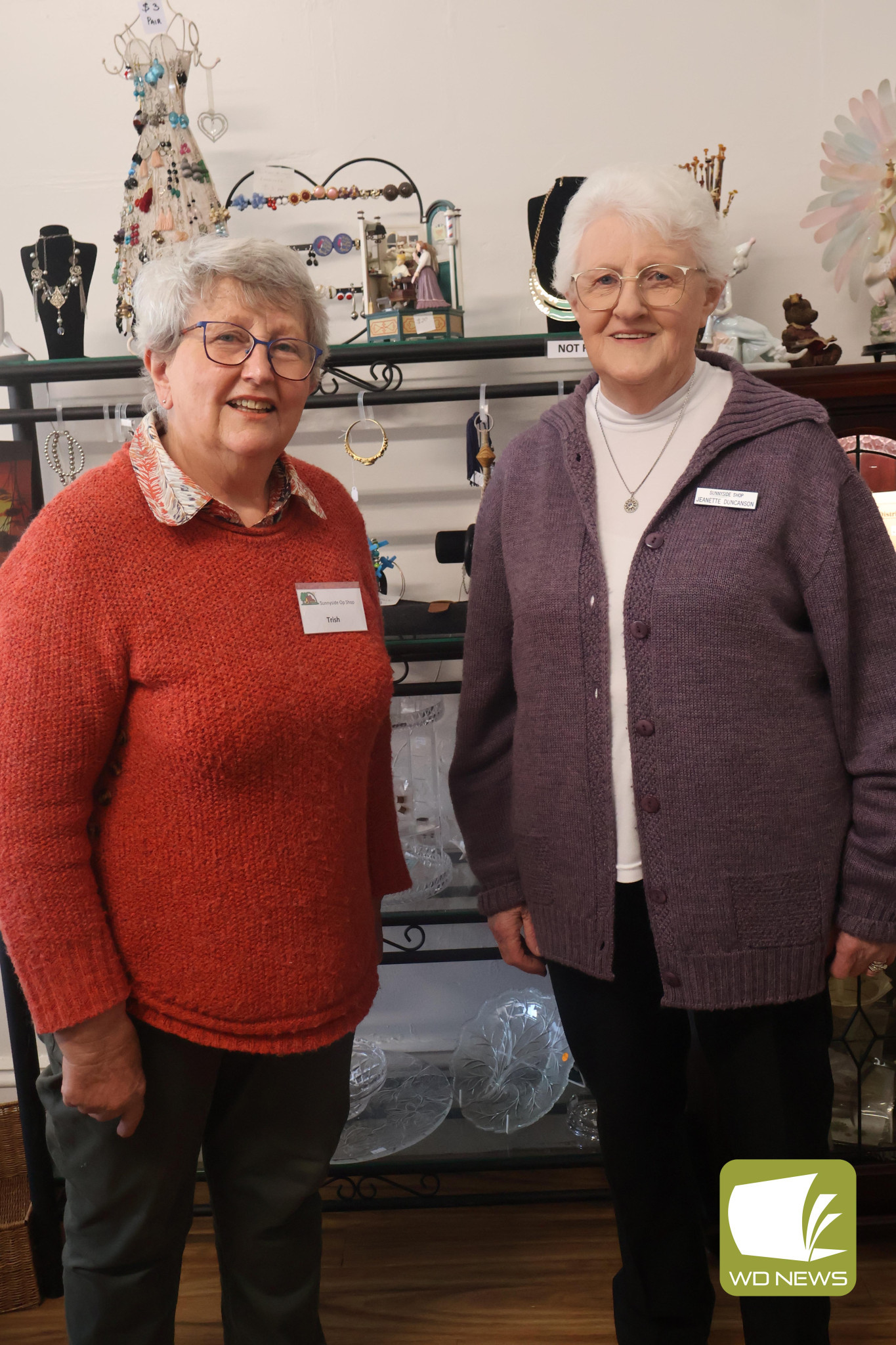 Working hard: Jeanette Duncanson (right, pictured with fellow volunteer Trish Hughes) enjoys spending time at the Sunnyside Shop.