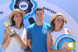 The Transport Accident Commission (TAC) set up a photo booth near the gates, handing out fans to encourage racegoers to get home safely.