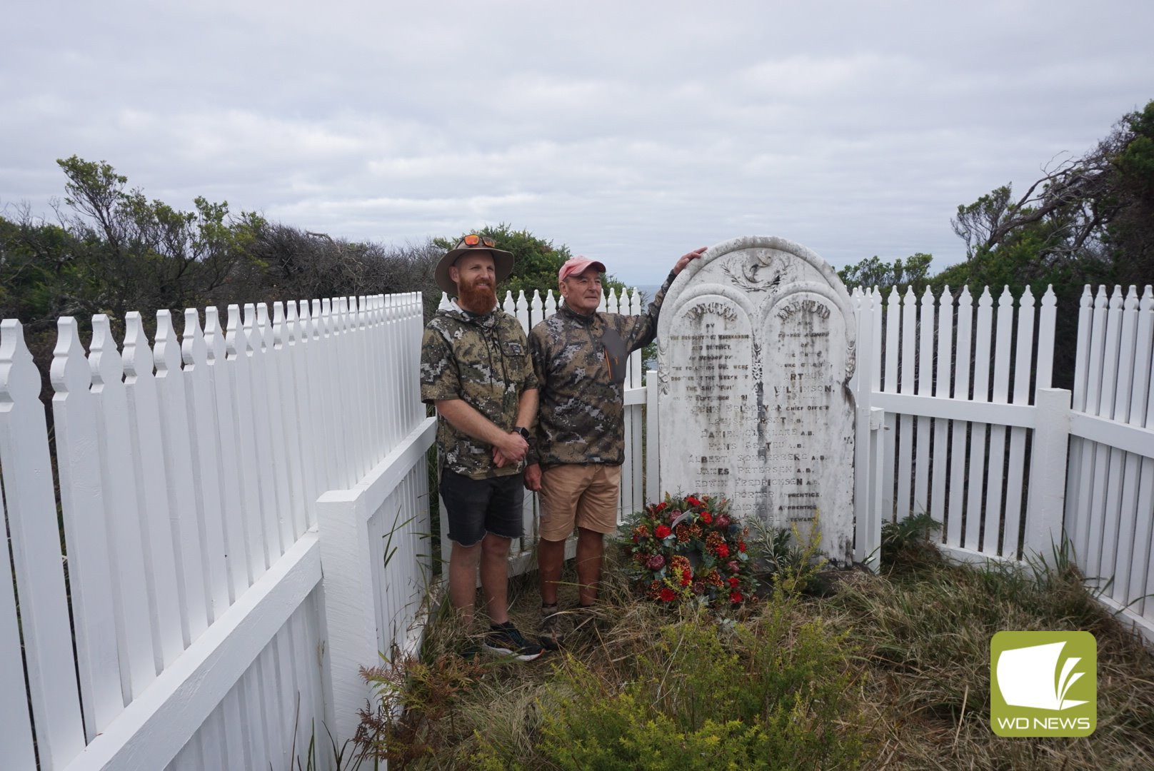 Descendants: Derek Campbell and son Jeremy, grandson and great grandson of Fiji Wreck survivor Louis Evans, attended the tribute on Sunday.