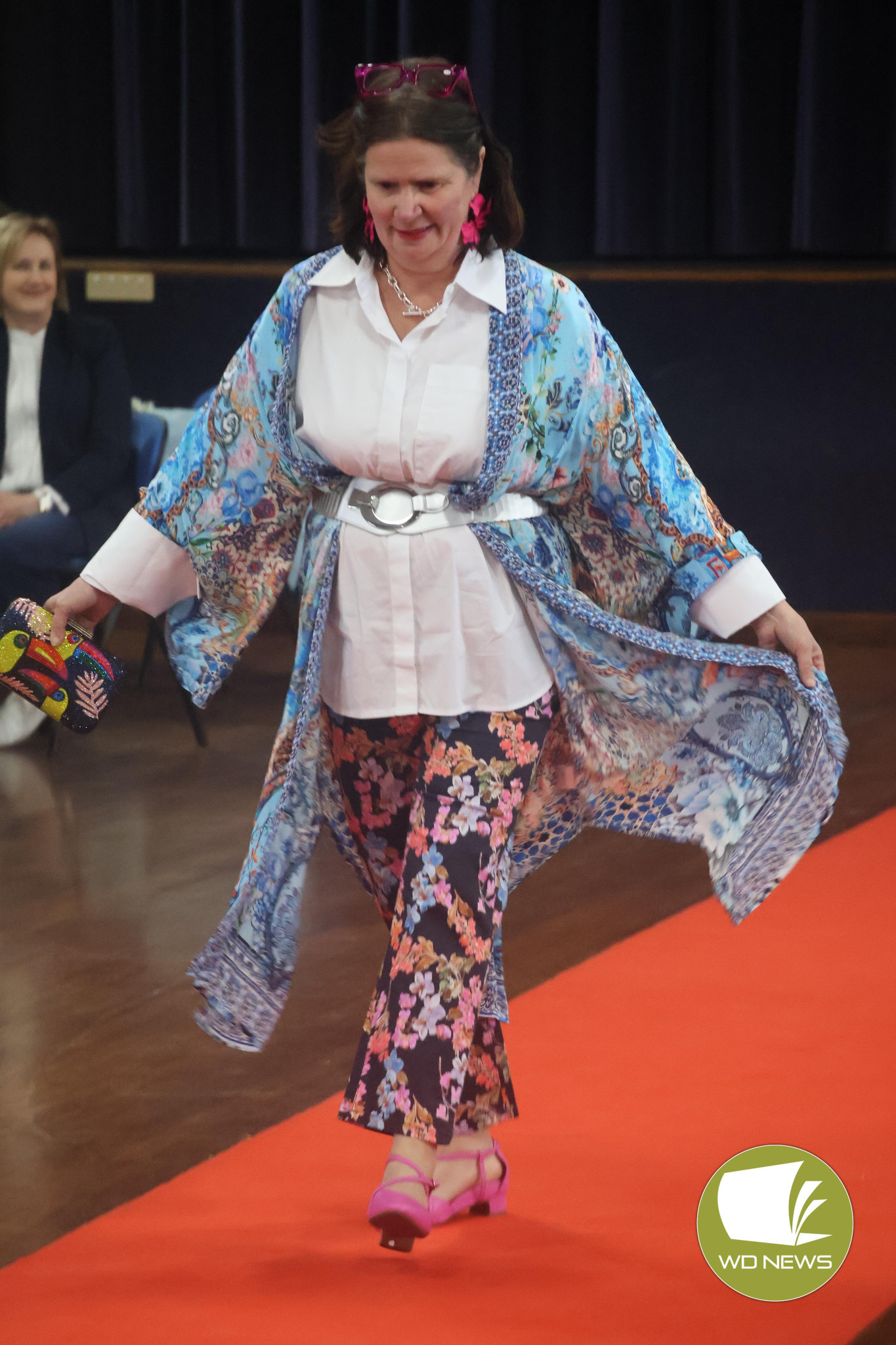 Height of fashion: Local fashion icon Claire Kempton was among the models for various spring and summer-inspired outfits last Friday.