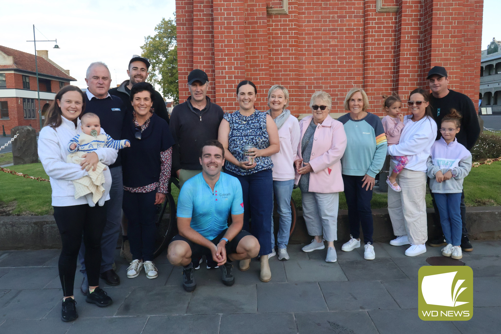A proud family: The Rowbottoms were “incredibly proud” of Jake’s achievement, with the family joined by Camperdown residents as they marked the end of his ride.