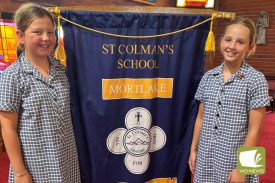 St Colman’s Primary School leaders Charlotte Allen and Imogen Barr.