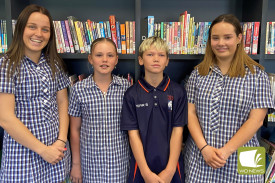 Terang College senior and junior school captains Jess Bell, Aenid Wood, Harley Quick and Lucy Board.