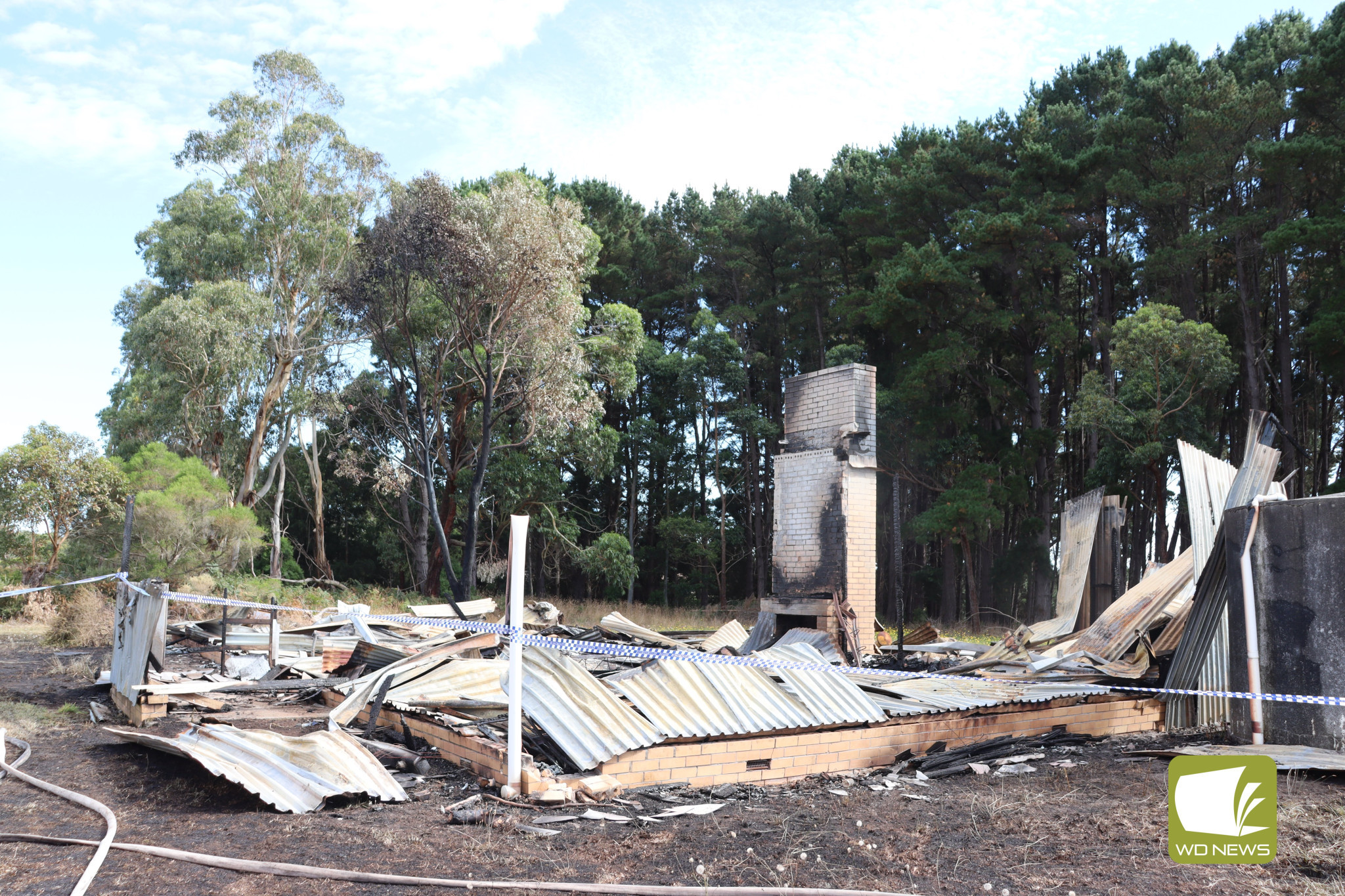 Scout hall razed: CFA brigades rushed to a fire in Simpson last week, while unable to save the building, the fire did not spread into a neighbouring plantation.