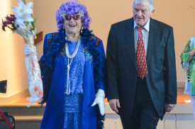 Dame Edna made an appearance on the red carpet.