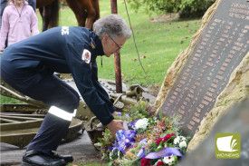 Paramedics, police, and other emergency service personnel were in attendance, presenting their own wreath in respect.