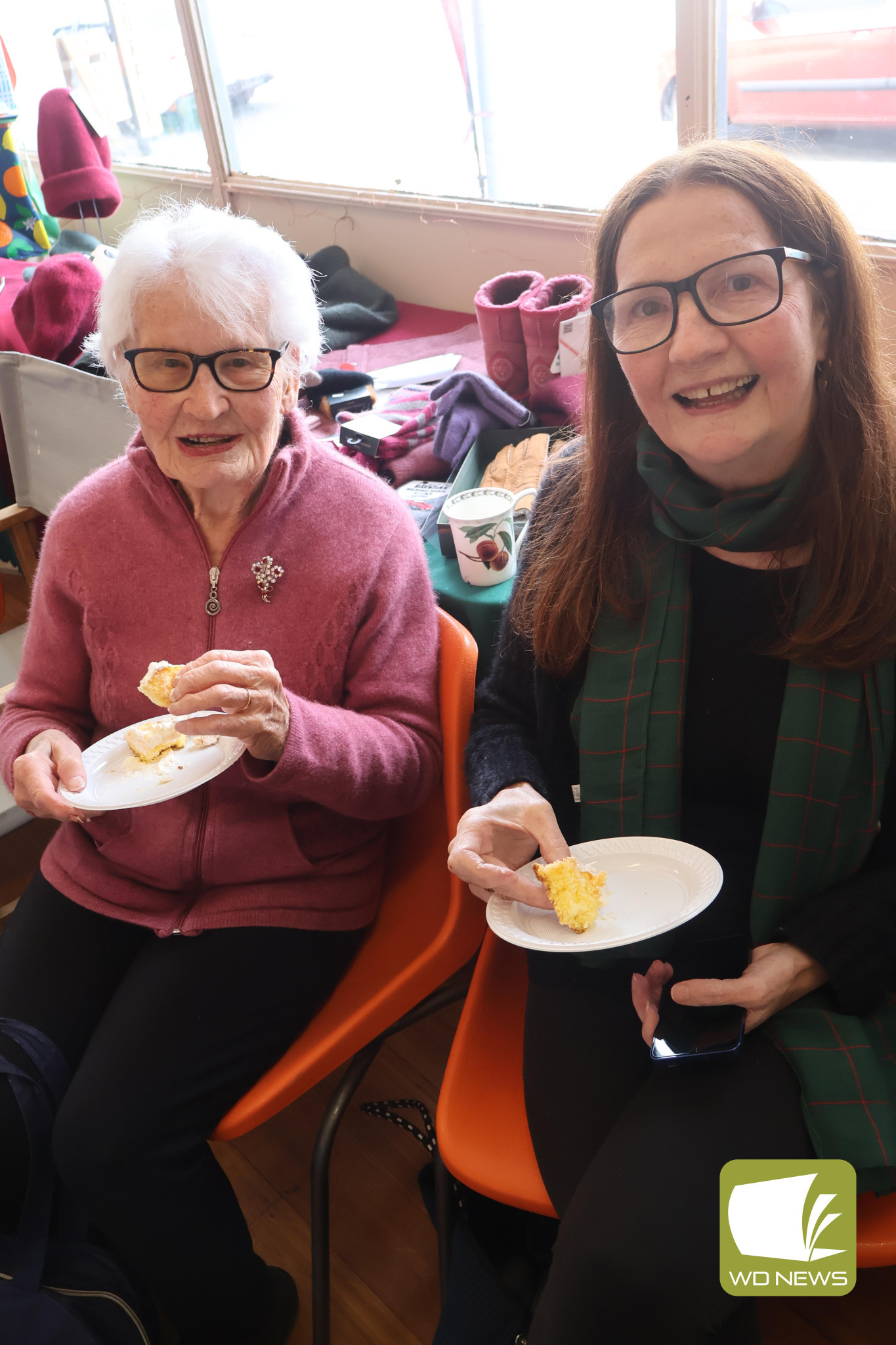 Tasty treats: Barbara and Cathleen Grist enjoyed cakes, biscuits and other sweet treat at last Saturday’s Biggest Morning Tea.