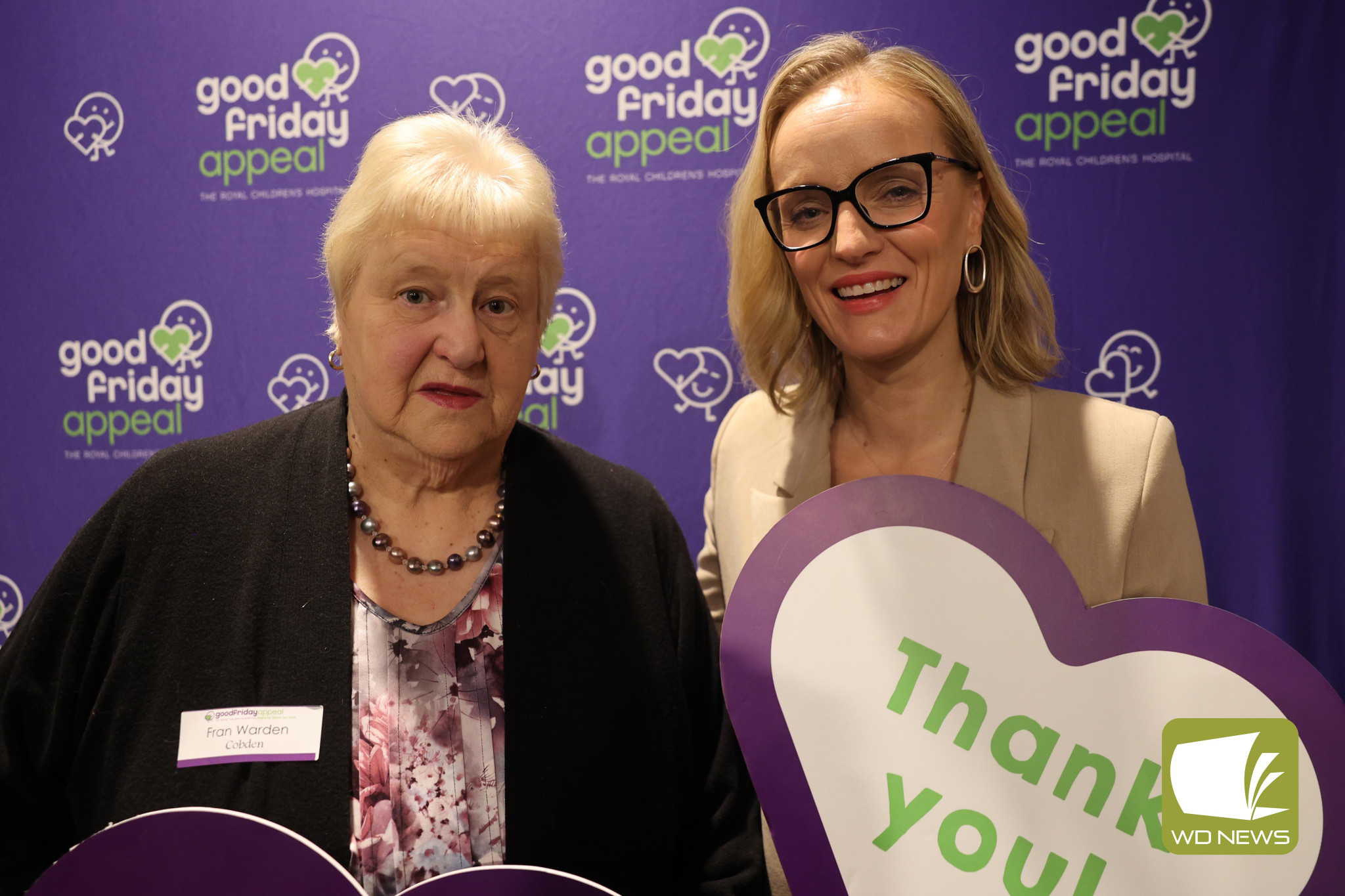 Residents across the district once again dug deep for this year’s Good Friday Appeal, contributing to the state’s overall tally of more than $23 million. Pictured with executive director of the Good Friday Appeal Rebecca Cowan (right) is Cobden’s Fran Warden.