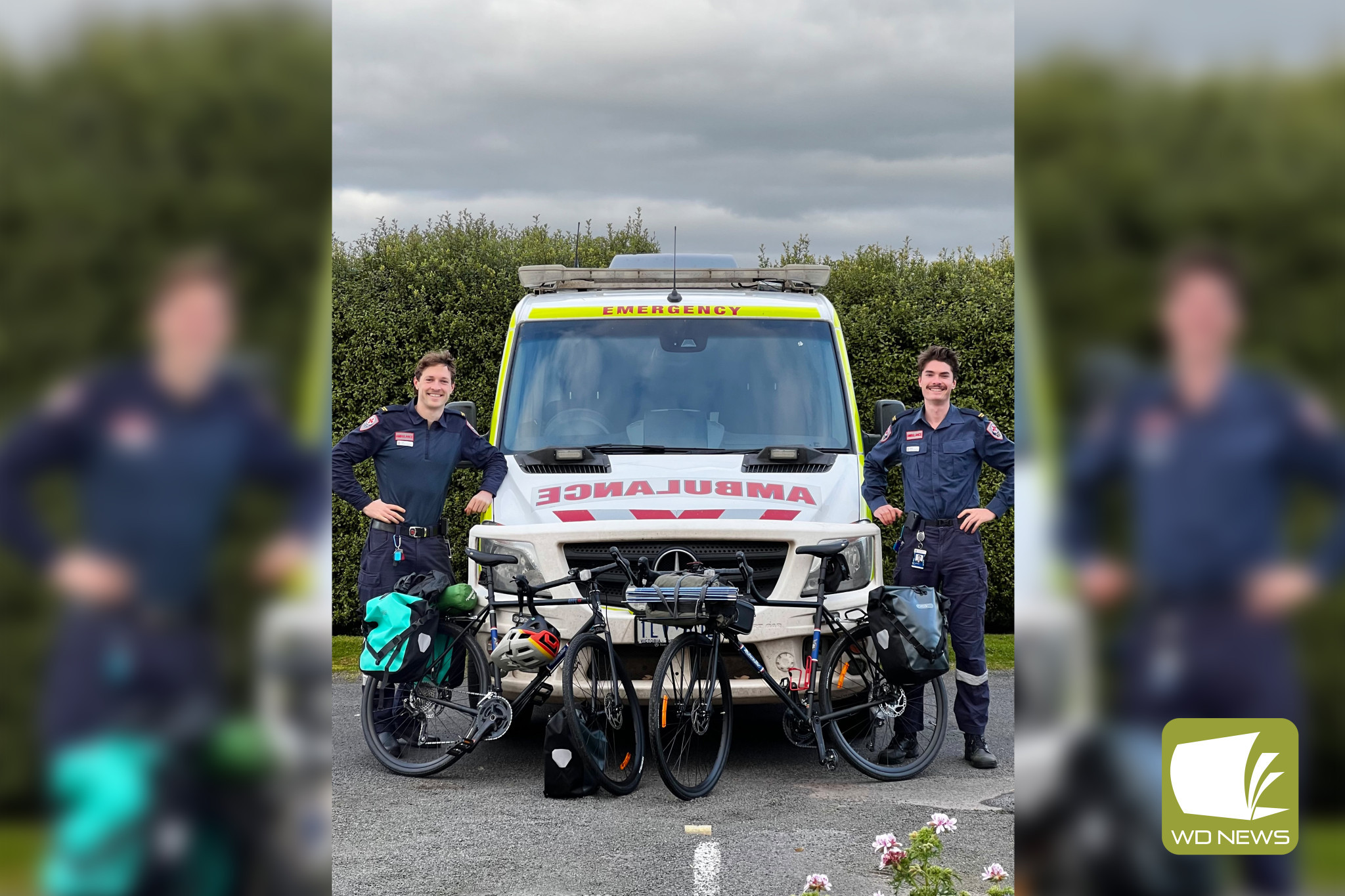 Adventurous: Cobden ambulance community officer Samuel Eder has returned home after a whirlwind trek through Nepal. He is pictured (right) with fellow Cobden ACO Luke Fowler, with both men planning a 30,000-kilometre adventure from Vietnam to Ireland.