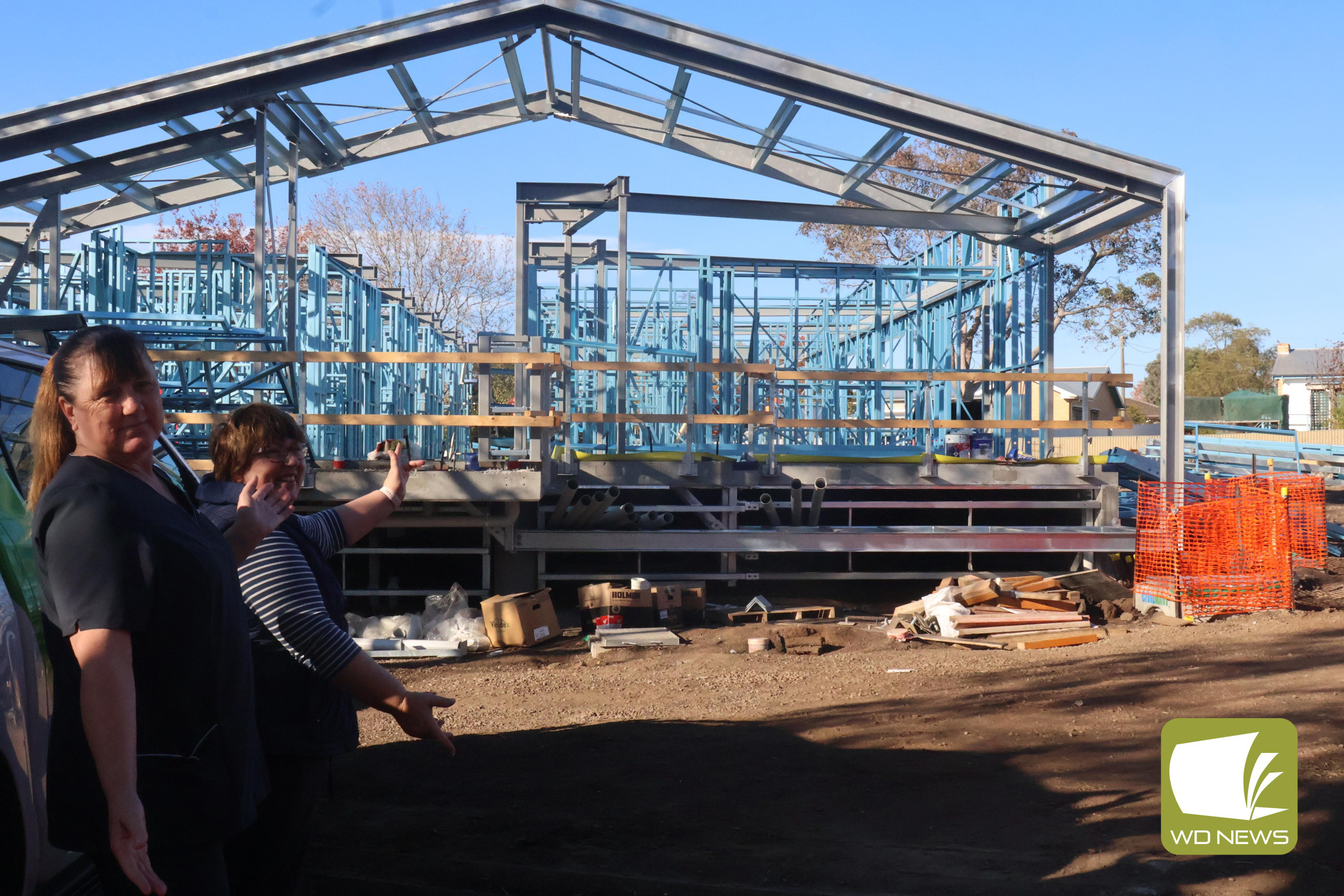 Full steam ahead: South West Healthcare Camperdown Aged Care service manager Hellen Radford and quality co-ordinator Sally MacTaggart are proud of the progress of the new facility.