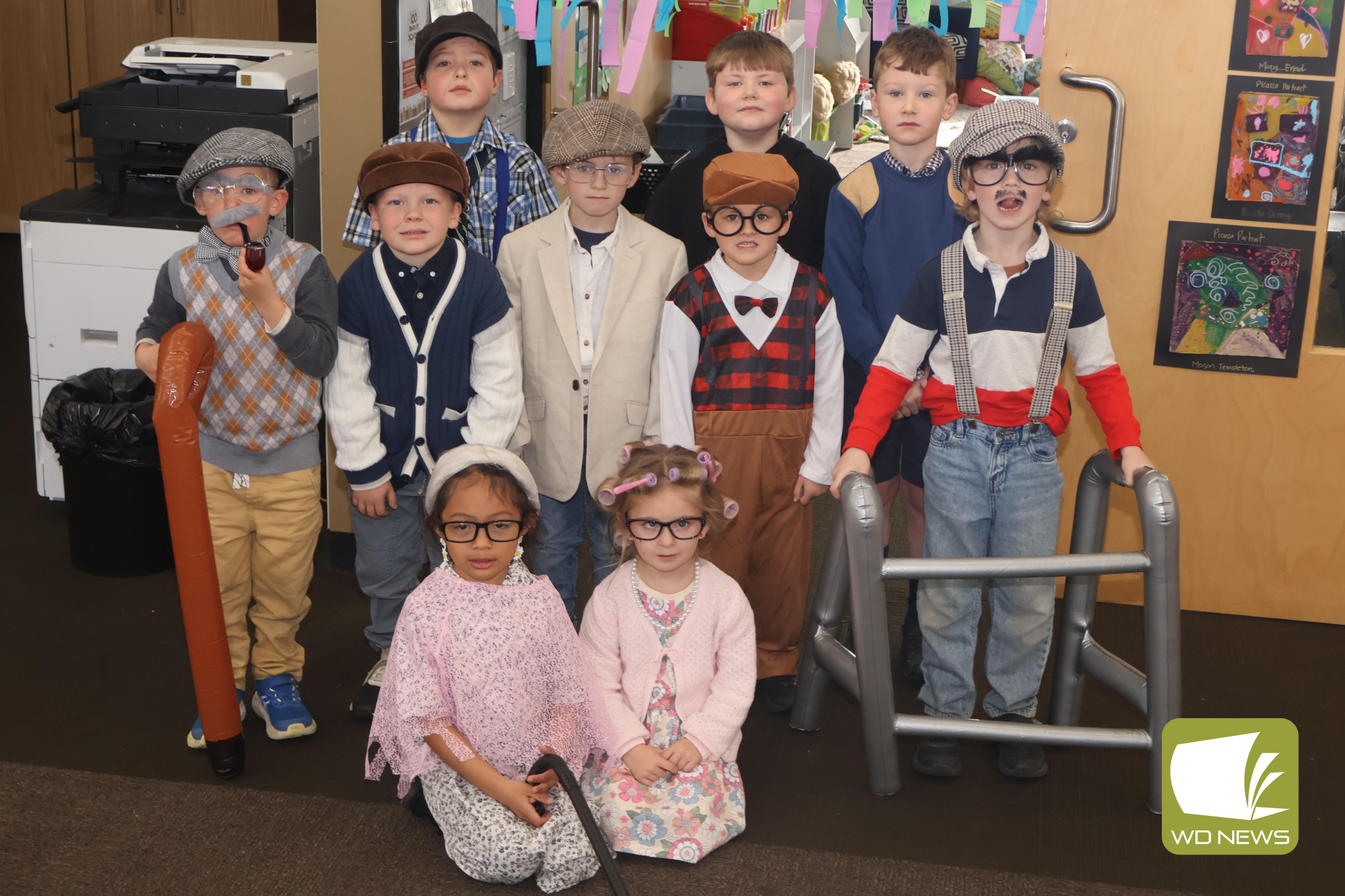 Celebration: Parents assisted students in dressing up as centenarians to celebrate their first 100 days of school at Terang College.
